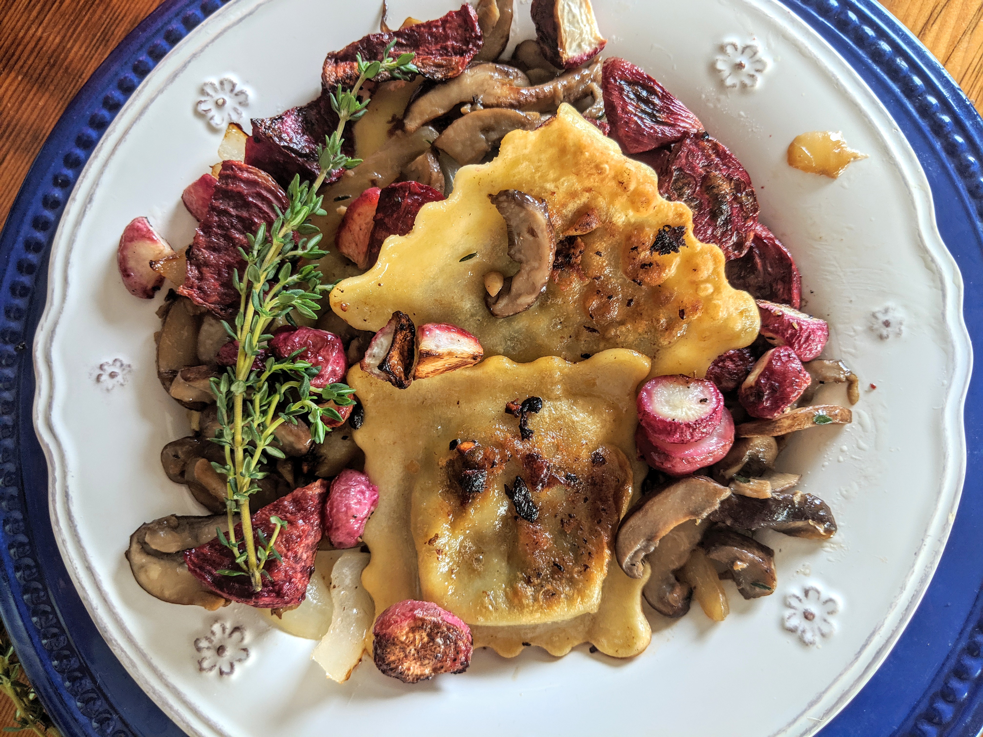 Roasted Beet and Mushroom Ravioli “Perogies” for World Pasta Day