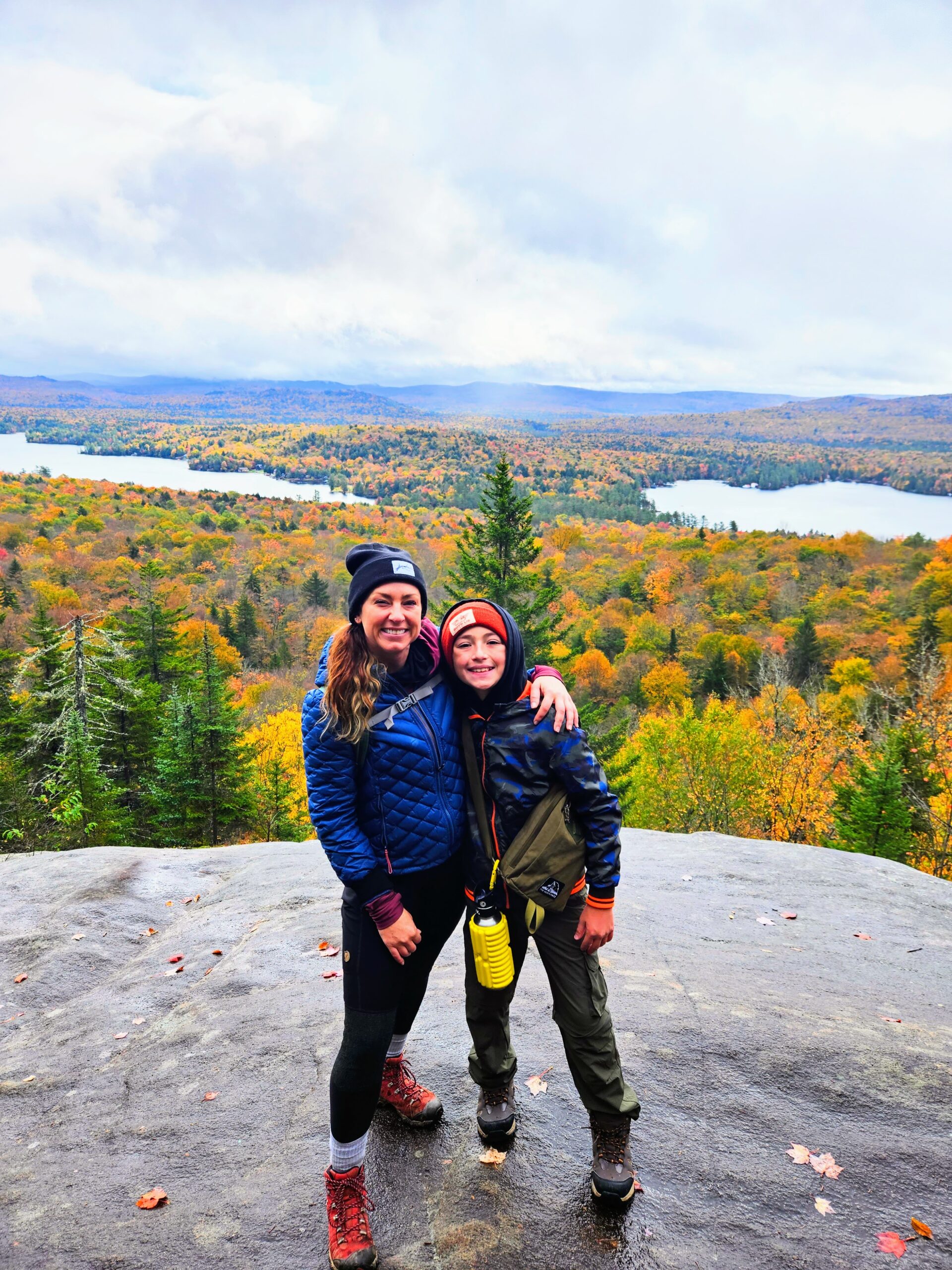 Stephanie and Max on a fall hike in the Adirondacks